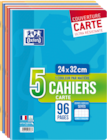 HAM 5 CAHIERS OXFORD 24X32 CARTON 96P SEYES 90G - OXFORD en promo chez Auchan Hypermarché Avignon à 8,20 €