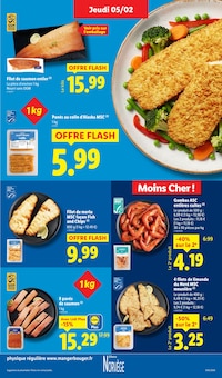 Promotion Saumon dans le prospectus Lidl, valable du 05/02/2026 au 11/02/2026 Promo Saumon dans le catalogue Lidl du moment à la page 7