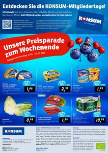 Butter im Konsum Prospekt "Aktuelle Angebote" mit 12 Seiten (Dresden)