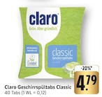 Geschirrspültabs Classic Angebote von Claro bei EDEKA Filderstadt für 4,79 €