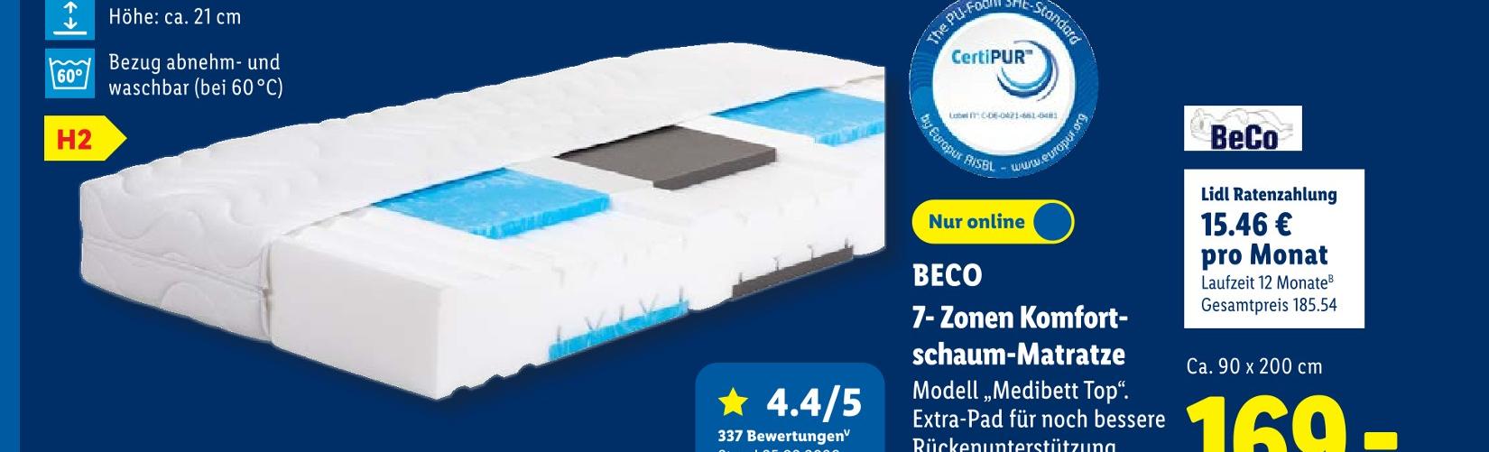 7-Zonen Komfortschaum-Matratze