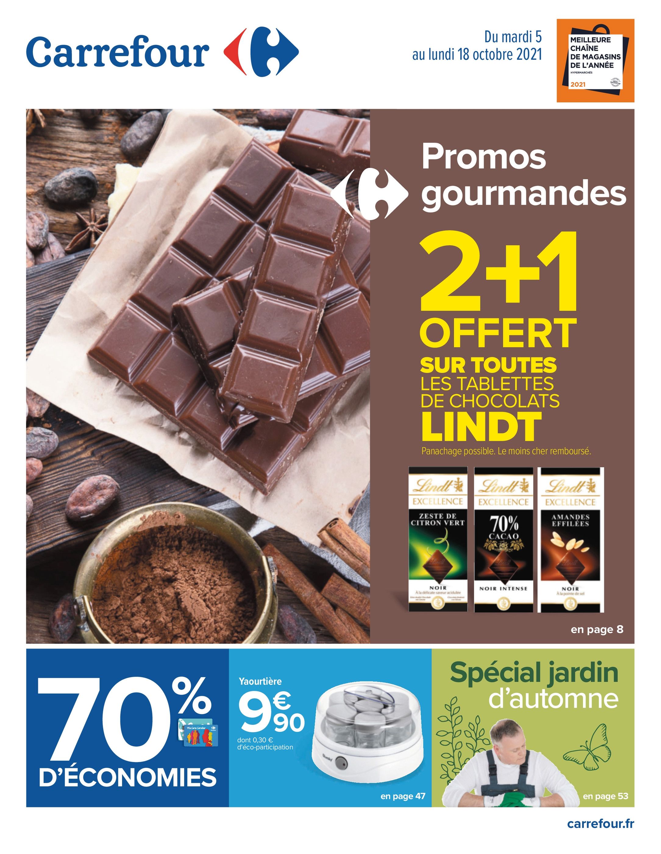 Catalogue Carrefour à Lille, avec 60 pages Prospectus Carrefour à Lille, "Promos gourmandes", 60 pages, 05/10/2021 - 18/10/2021