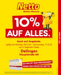 Netto Marken-Discount Prospekt für Wehingen mit 2} Seiten Netto Marken-Discount Prospekt für Wehingen: "10% AUF ALLES", 2 Seiten, 08.12.2025 - 11.12.2025