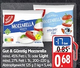 Mozzarella 45% Fett i. Tr. im Angebot bei E center in Trier Mozzarella 45% Fett i. Tr. Angebote von Gut & Günstig bei E center Trier für 0,68 €