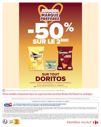 Prix et réduction Doritos dans le prospectus Carrefour Market en cours Offre Doritos dans le catalogue Carrefour Market du moment à la page 2