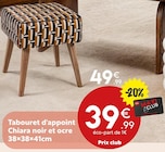 Tabouret d'appoint Chiara noir et ocre 38x38x41cm en promo chez Maxi Bazar Annemasse à 39,99 €