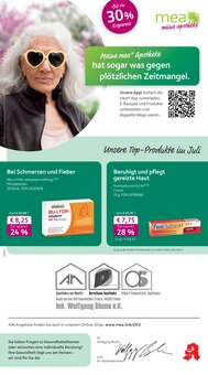 mea - meine apotheke Prospekt der Woche "Unsere Juli-Angebote" Seite 1, 01.07.2025 bis 31.07.2025 für Essen Aktueller mea - meine apotheke Prospekt "Unsere Juli-Angebote" Seite 1 von 4 Seiten für Essen
