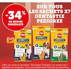 Promo -34% de remise immédiate sur tous les sachets x7 Dentastix Pedigree à  dans le catalogue Hyper U à Clermont-L'Hérault