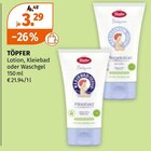 Lotion, Kleiebad oder Waschgel von Töpfer im aktuellen Müller Prospekt für 3,29 €