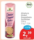 Dinkel Doppelkeks Zartbitter von Alnatura für 2,39 € bei budni im Angebot Dinkel Doppelkeks Zartbitter von Alnatura im aktuellen budni Prospekt