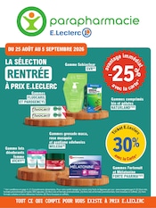 Prospectus Supermarchés E.Leclerc en cours à Buxerolles et alentours, "parapharmacie", 4 pages, 25/08/2026 - 05/09/2026 Catalogue Supermarchés E.Leclerc en cours à Buxerolles et alentours, "parapharmacie", 4 pages, 25/08/2026 - 05/09/2026