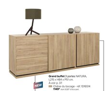 Grand buffet 3 portes natura - Gautier à Bordeaux Grand buffet 3 portes natura en promo chez Gautier Bordeaux à 1 149,00 €