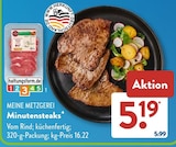 Minutensteaks von MEINE METZGEREI im aktuellen ALDI SÜD Prospekt für 5,19 €