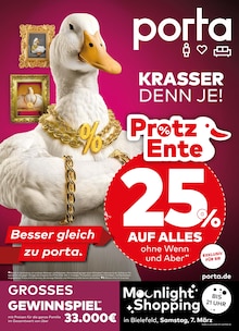porta Möbel Prospekt der Woche "KRASSER DENN JE" Seite 1, 01.03.2026 bis 07.03.2026 für Bielefeld Aktueller porta Möbel Prospekt "KRASSER DENN JE" Seite 1 von 8 Seiten für Bielefeld