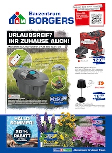 Aktueller Bauzentrum Borgers Prospekt "URLAUBSREIF? IHR ZUHAUSE AUCH!" Seite 1 von 8 Seiten