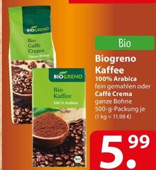 Biogreno Kaffee 100% Arabica oder Caffè Crema bei famila Nordost in Langenhagen Biogreno Kaffee 100% Arabica oder Caffè Crema im Angebot bei famila Nordost Langenhagen für 5,99 €