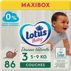 Couches bébé douceur naturelle - LOTUS BABY en promo chez Cora Saint-Quentin à 17,72 €