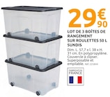 Lot de 3 boîtes de rangement sur roulettes 50 L - Sundis en promo chez Mr.Bricolage Lot de 3 boîtes de rangement sur roulettes 50 L - Sundis dans le catalogue Mr.Bricolage