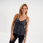 Débardeur à sequins bretelles fines bleu foncé femme à 17,99 € dans le catalogue La Halle