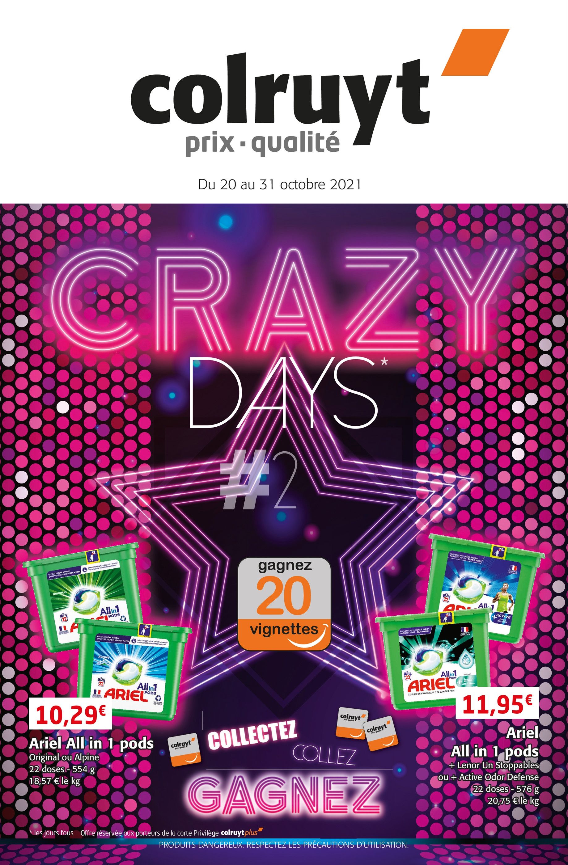 Catalogue Colruyt à Mazeley, avec 32 pages Prospectus Colruyt à Mazeley, "Crazy days", 32 pages, 20/10/2021 - 31/10/2021