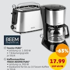 Toaster PURE oder Kaffeemaschine FRESH-AROMA PURE Angebote von Beem bei Penny-Markt Lahr für 17,99 €