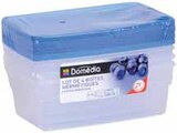 Lot de 4 boites congélation 0,75L - DOMEDIA - Intermarché à Hyères Lot de 4 boites congélation 0,75L - DOMEDIA en promo chez Intermarché Hyères à 3,27 €