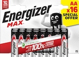 Lot de 16 piles alcalines Max Energizer AA/LR6 - ENERGIZER en promo chez Carrefour Lot de 16 piles alcalines Max Energizer AA/LR6 - ENERGIZER dans le catalogue Carrefour