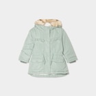 Manteau à capuche fausse fourrure vert kaki bébé fille à 18,19 € dans le catalogue La Halle