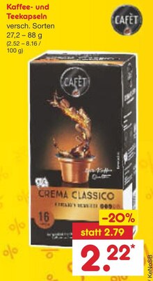 Kaffee- und Teekapseln bei Netto Marken-Discount in Kamp-Lintfort Kaffee- und Teekapseln im Angebot bei Netto Marken-Discount Kamp-Lintfort für 2,22 €