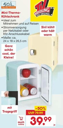 Mini-Thermo-Kühlschrank bei Netto Marken-Discount in Marl Mini-Thermo-Kühlschrank im Angebot bei Netto Marken-Discount Marl für 39,99 €