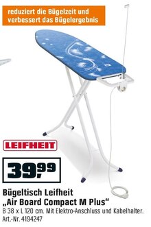 Bügeltisch Leifheit „Air Board Compact M Plus“ bei OBI in Recklinghausen Bügeltisch Leifheit „Air Board Compact M Plus“ im Angebot bei OBI Recklinghausen für 39,99 €