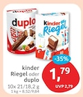 Riegel oder duplo von Kinder im aktuellen budni Prospekt für 1,79 €