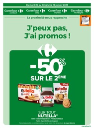 Catalogue Carrefour Proximité avec 18 pages de promos Prospectus Carrefour Proximité, "J’peux pas, J’ai promos !", pages, 14/01/2025 - 26/01/2025