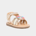 Sandales détails perles en cuir jaune or bébé fille dans le catalogue La Halle