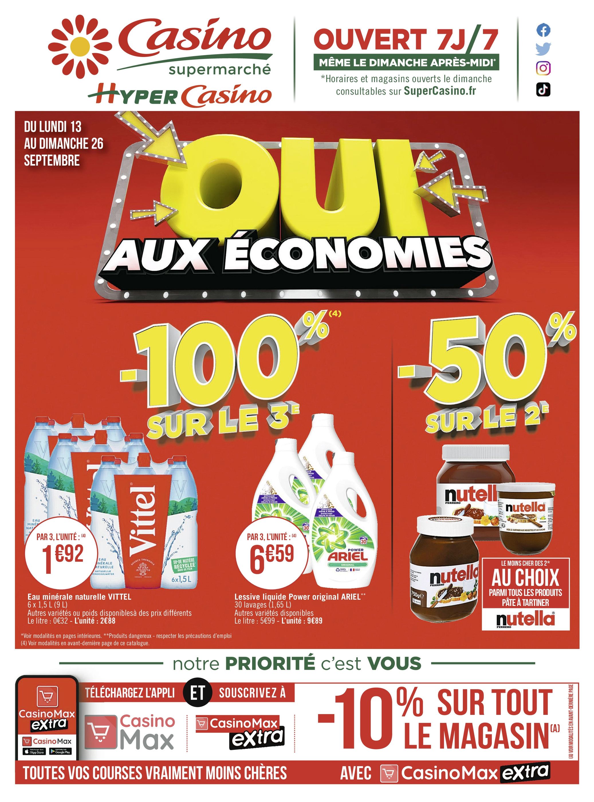 Catalogue Casino Supermarchés à Courbevoie, avec 32 pages Prospectus Casino Supermarchés à Courbevoie, "Oui aux économies", 32 pages, 13/09/2021 - 26/09/2021