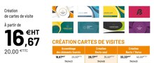Bureau Vallée Lille - Création cartes de visites Promo Création cartes de visites dans le catalogue Bureau Vallée "Espace Services" à Lille