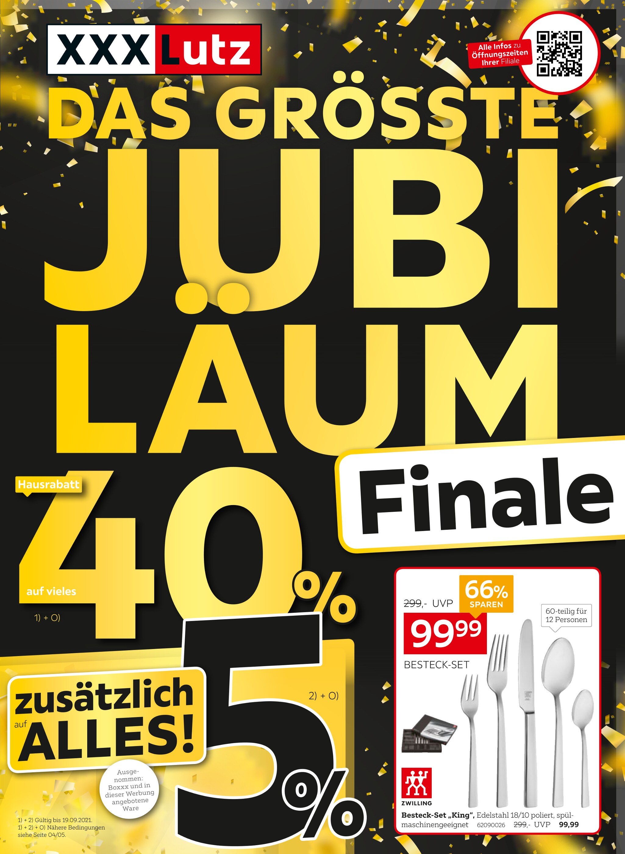XXXLutz Möbelhäuser Prospekt für Bochum mit 38 Seiten XXXLutz Möbelhäuser Prospekt für Bochum: "DAS GRÖSSTE JUBILÄUM - FINALE", 38 Seiten, 13.09.2021 - 19.09.2021