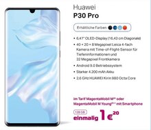 Huawei P30 Pro bei Telekom Partner Tönisvorst in Krefeld Huawei P30 Pro im Angebot bei Telekom Partner Tönisvorst Krefeld für 1,00 €