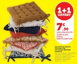 Galette de chaise velours uni ou coton imprimé 40x40cm en promo chez Hyper U Angers à 7,90 €