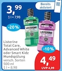 Total Care, Advanced White oder Smart Kidz Mundspülung von Listerine im aktuellen budni Prospekt