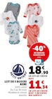 Lot de 3 bodies bébé - Petit Bateau dans le catalogue Hyper U
