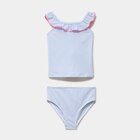 Maillot de bain 2 pièces volants bleu clair bébé fille dans le catalogue La Halle
