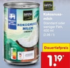 Kokosnussmilch für 1,19 € bei Netto Marken-Discount im Angebot Kokosnussmilch im aktuellen Netto Marken-Discount Prospekt