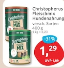Fleischmix Hundenahrung mit Rind von Christopherus für 1,29 € bei budni im Angebot Fleischmix Hundenahrung mit Rind von Christopherus im aktuellen budni Prospekt