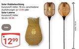 Solar-Stabbeleuchtung oder Solar-Laterne Angebote von Solar bei GLOBUS Saarlouis für 12,99 €