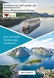 AIDA Prospekt für Hockenheim mit 5 Seiten AIDA Prospekt für Hockenheim: "Norden ist viel mehr als eine Himmelsrichtung", 5 Seiten, 03.11.2023 - 30.11.2023
