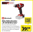 Akku-Bohrschrauber „TE-CD 18/40 Li-Solo“ im Angebot bei Hagebaumarkt in Dülmen Akku-Bohrschrauber „TE-CD 18/40 Li-Solo“ Angebote von Einhell bei Hagebaumarkt Dülmen für 39,99 €
