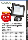 Projecteur à LED d’extérieur avec capteur infrarouge noir - Luceco en promo chez Screwfix Projecteur à LED d’extérieur avec capteur infrarouge noir - Luceco dans le catalogue Screwfix