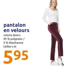 Pantalon en velours - Action à Levallois-Perret Pantalon en velours en promo chez Action Levallois-Perret à 5,95 €