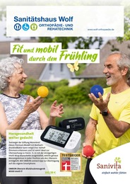 Orthopädie- und Reha-Technik Wolf GmbH & Co. KG Prospekt: "Fit und mobil durch den Frühling", 6 Seiten, 13.03.2024 - 31.05.2024
